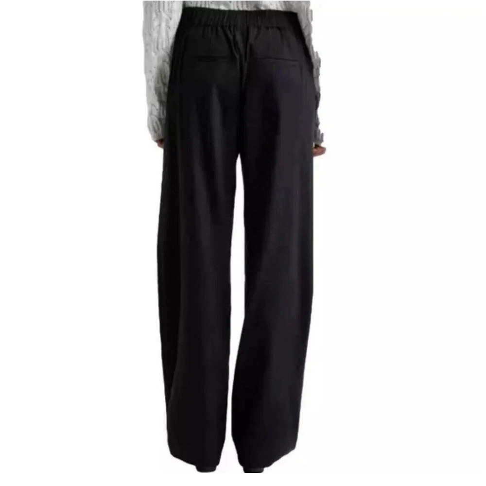 NEW VINCE Women's L Linen Blend Black Wide Leg Pleated Elastic PullOn Pants $325 - Picture 2 of 15